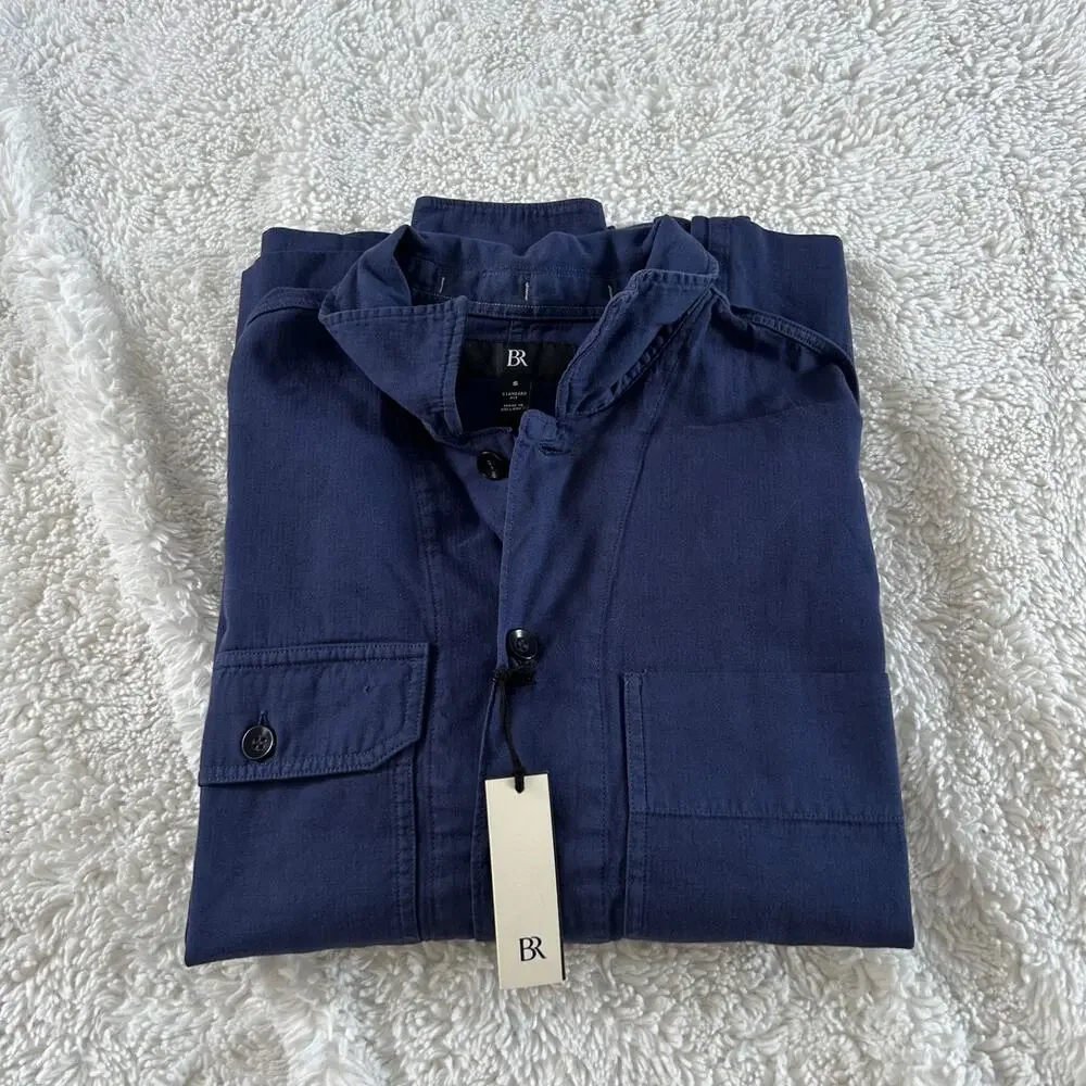 Banana Republic Men Sz S Navy Linen Long Sleeve Button Up Resort Preppy Beach